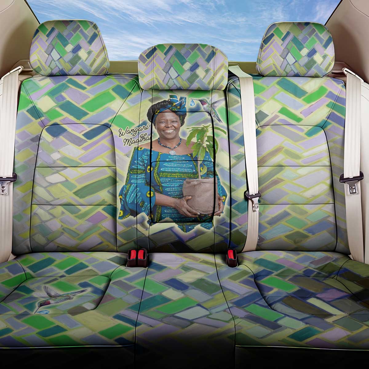 Wangari Maathai Back Car Seat Cover Hummingbird Quote Tree Planting Theme Environmental Justice Tribute - Wonder Print Shop