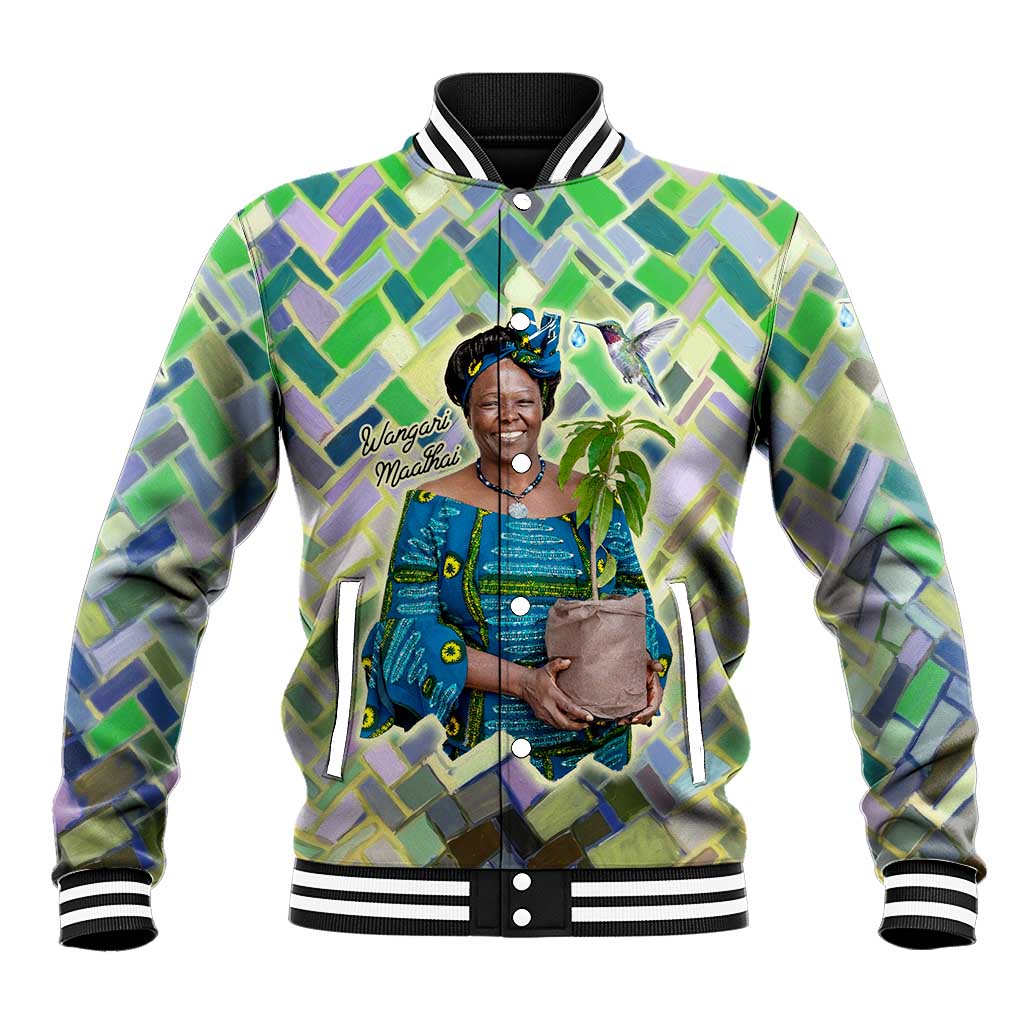 Wangari Maathai Baseball Jacket Hummingbird Quote Tree Planting Theme Environmental Justice Tribute - Wonder Print Shop