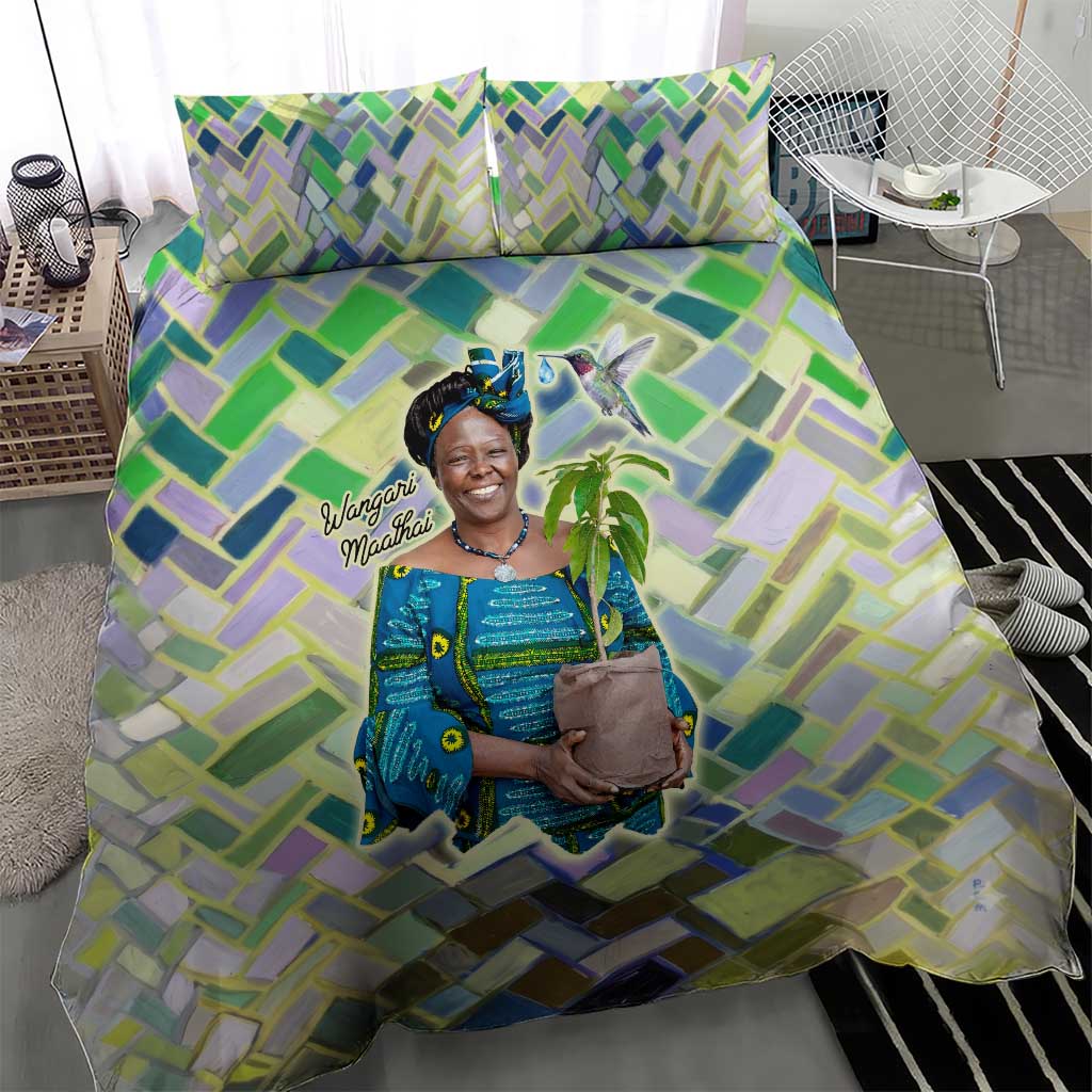 Wangari Maathai Bedding Set Hummingbird Quote Tree Planting Theme Environmental Justice Tribute - Wonder Print Shop