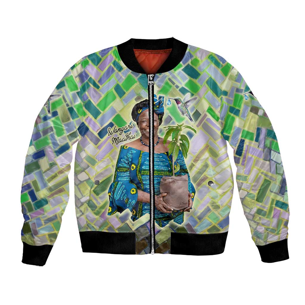 Wangari Maathai Bomber Jacket Hummingbird Quote Tree Planting Theme Environmental Justice Tribute - Wonder Print Shop