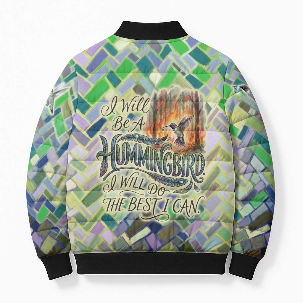 Wangari Maathai Bomber Puffer Jacket Hummingbird Quote Tree Planting Theme Environmental Justice Tribute - Wonder Print Shop