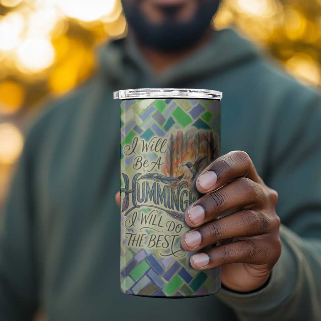 Wangari Maathai 4 in 1 Can Cooler Tumbler Hummingbird Quote Tree Planting Theme Environmental Justice Tribute - Wonder Print Shop