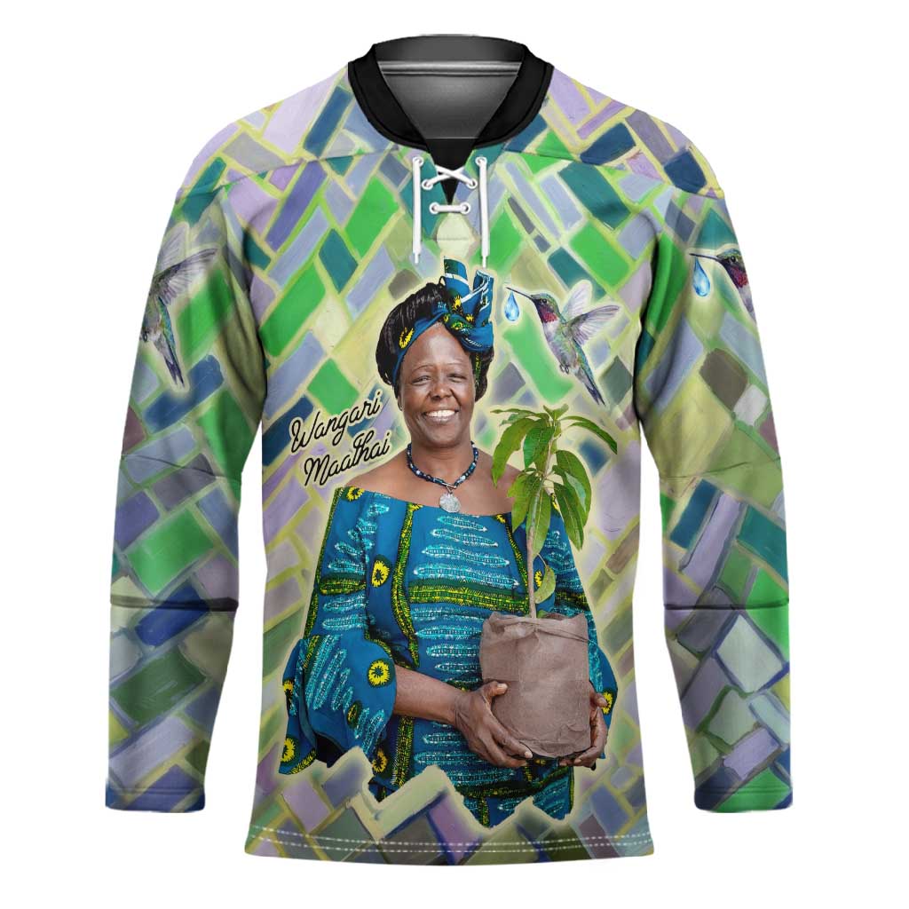 Wangari Maathai Hockey Jersey Hummingbird Quote Tree Planting Theme Environmental Justice Tribute - Wonder Print Shop