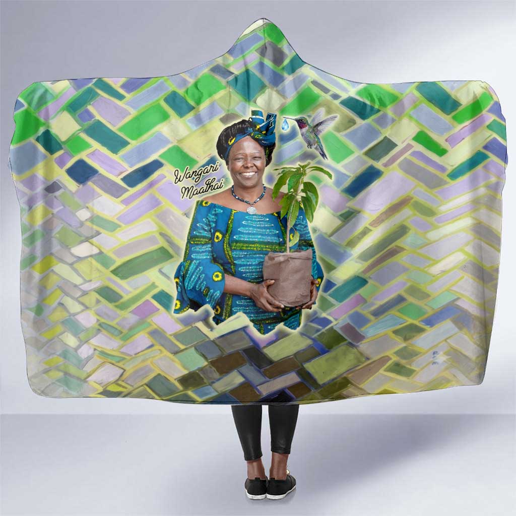 Wangari Maathai Hooded Blanket Hummingbird Quote Tree Planting Theme Environmental Justice Tribute - Wonder Print Shop