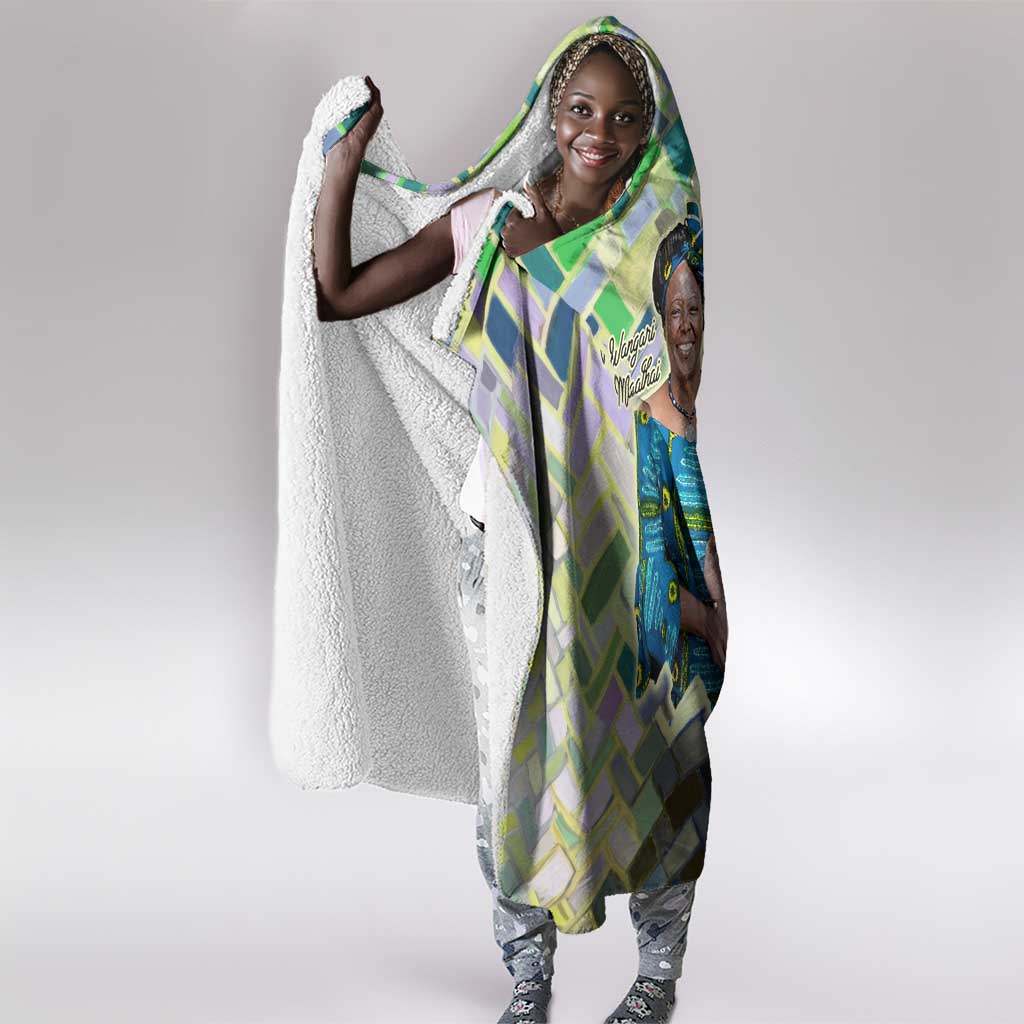 Wangari Maathai Hooded Blanket Hummingbird Quote Tree Planting Theme Environmental Justice Tribute - Wonder Print Shop