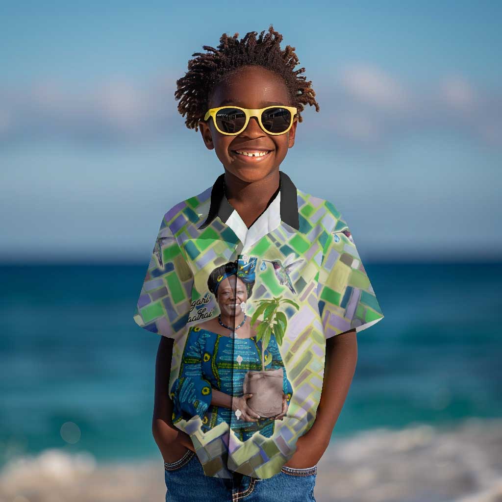 Wangari Maathai Kid Hawaiian Shirt Hummingbird Quote Tree Planting Theme Environmental Justice Tribute - Wonder Print Shop