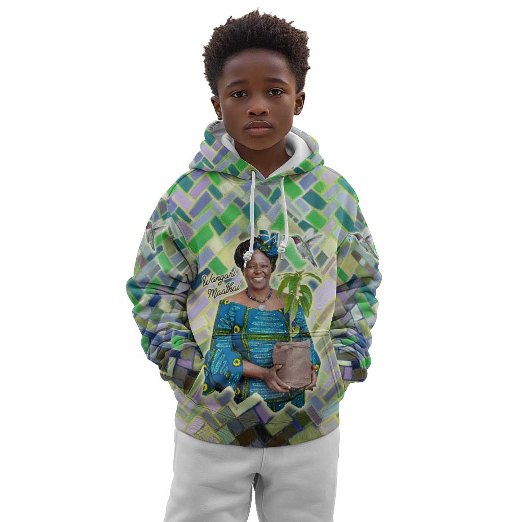 Wangari Maathai Kid Hoodie Hummingbird Quote Tree Planting Theme Environmental Justice Tribute - Wonder Print Shop