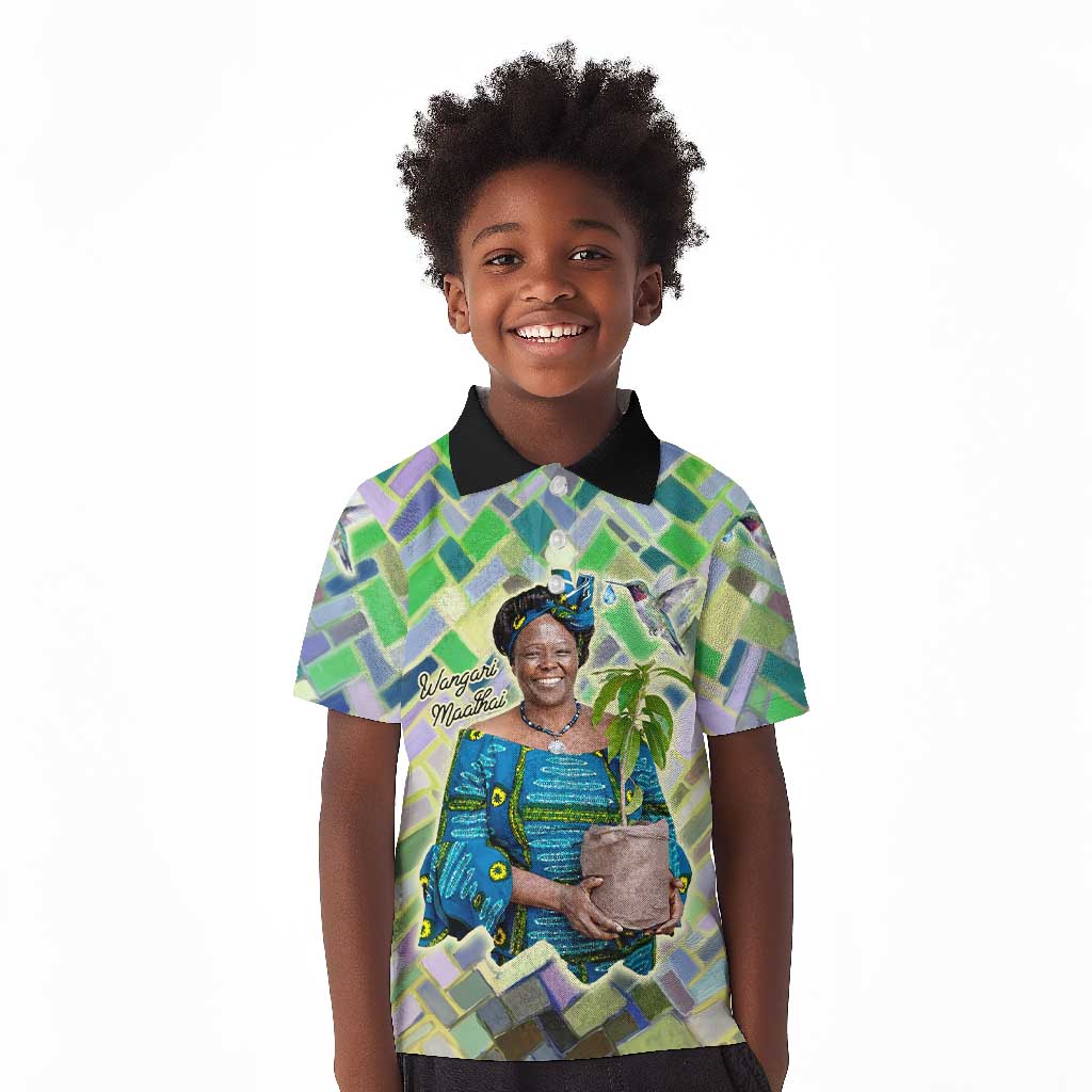 Wangari Maathai Kid Polo Shirt Hummingbird Quote Tree Planting Theme Environmental Justice Tribute - Wonder Print Shop