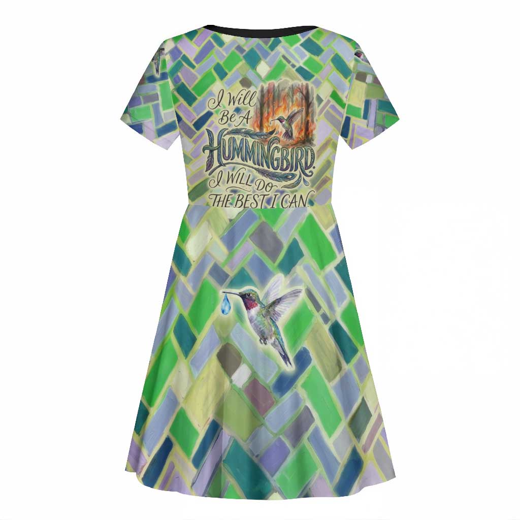 Wangari Maathai Kid Short Sleeve Dress Hummingbird Quote Tree Planting Theme Environmental Justice Tribute - Wonder Print Shop