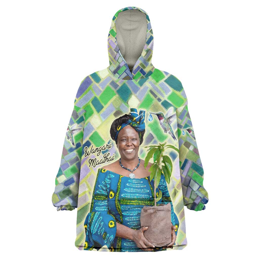 Wangari Maathai Kid Wearable Blanket Hoodie Hummingbird Quote Tree Planting Theme Environmental Justice Tribute - Wonder Print Shop
