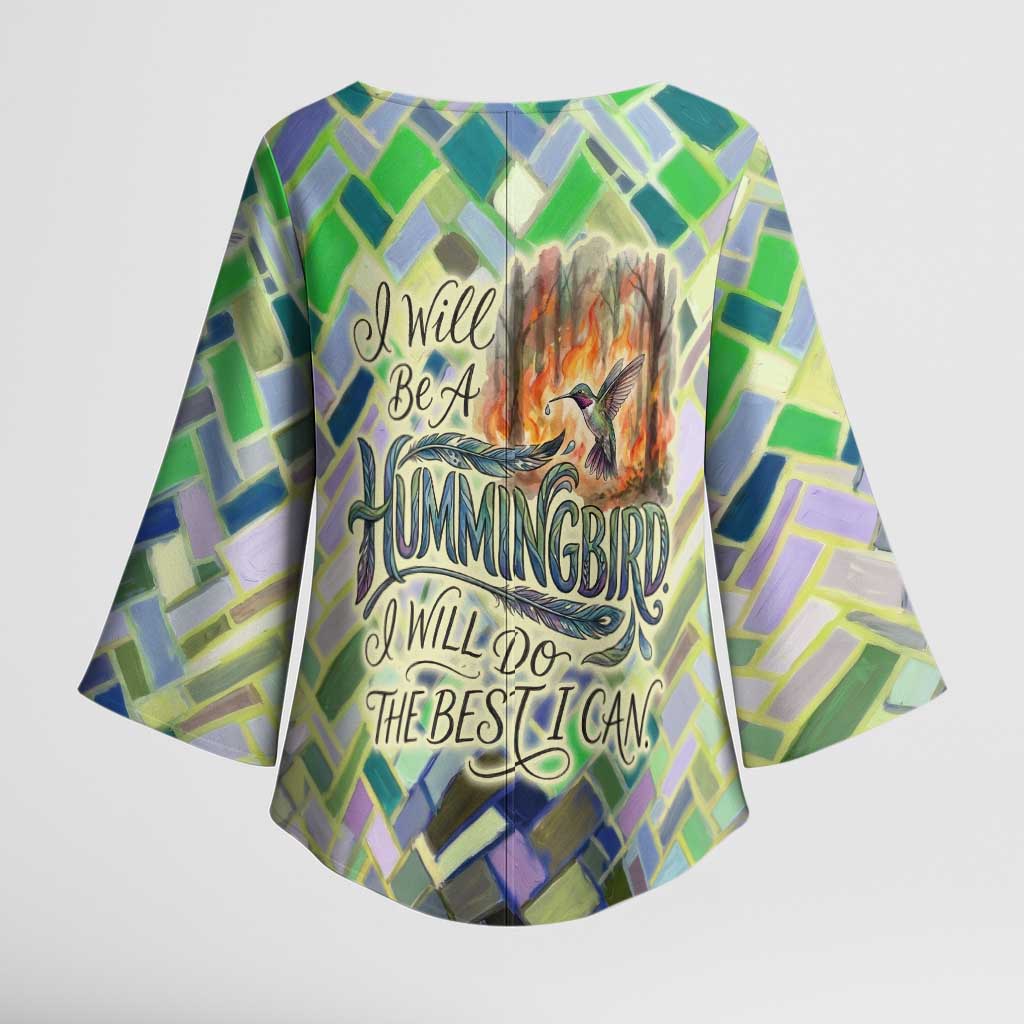 Wangari Maathai Kimono Sleeve Blouse Hummingbird Quote Tree Planting Theme Environmental Justice Tribute - Wonder Print Shop