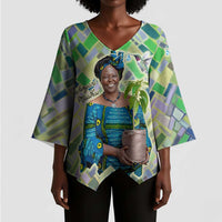 Wangari Maathai Kimono Sleeve Blouse Hummingbird Quote Tree Planting Theme Environmental Justice Tribute - Wonder Print Shop