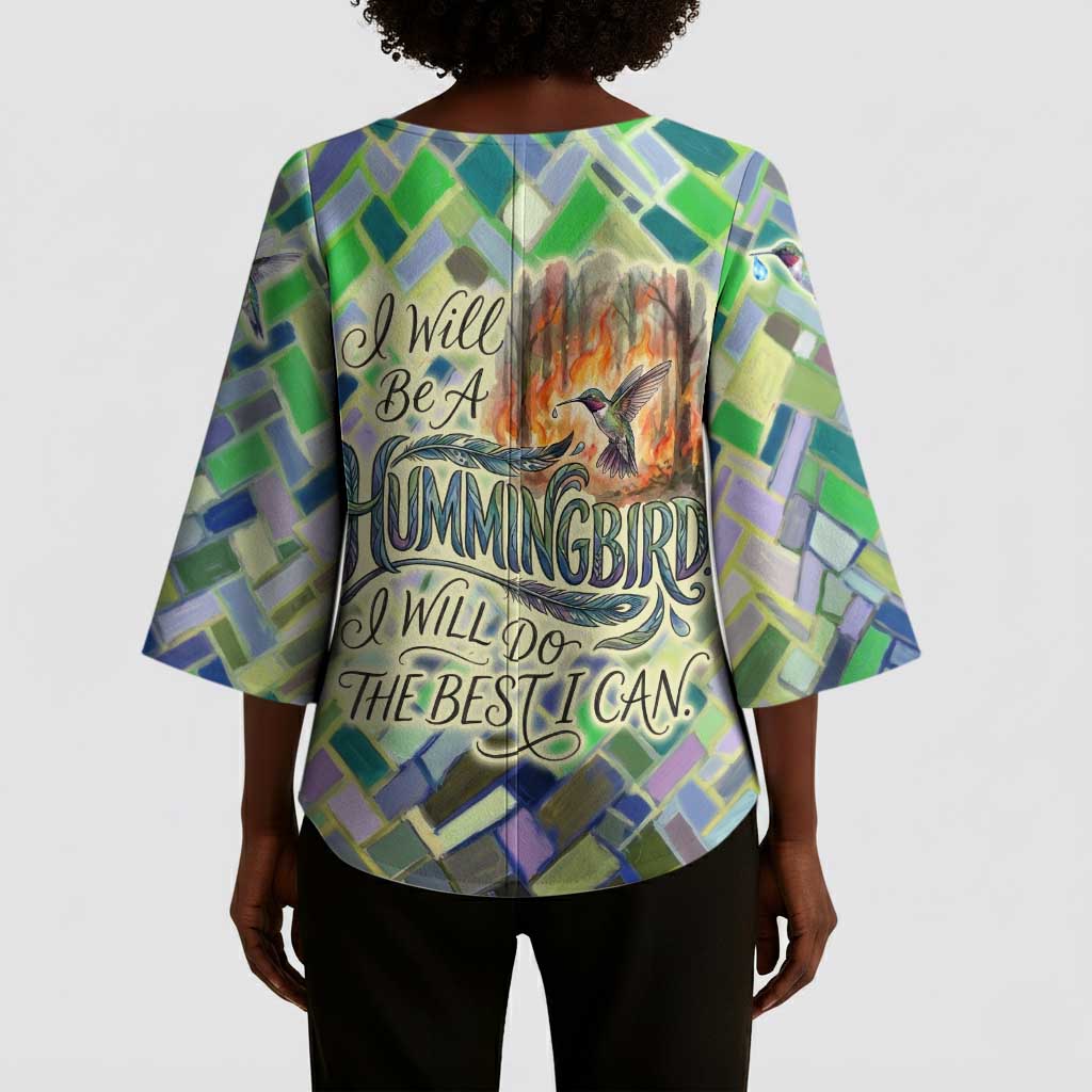 Wangari Maathai Kimono Sleeve Blouse Hummingbird Quote Tree Planting Theme Environmental Justice Tribute - Wonder Print Shop
