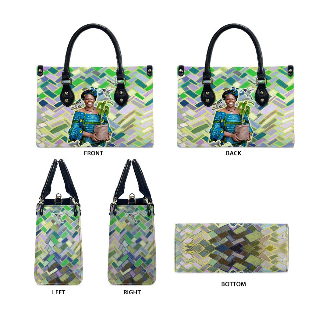 Wangari Maathai Leather Bag Hummingbird Quote Tree Planting Theme Environmental Justice Tribute - Wonder Print Shop
