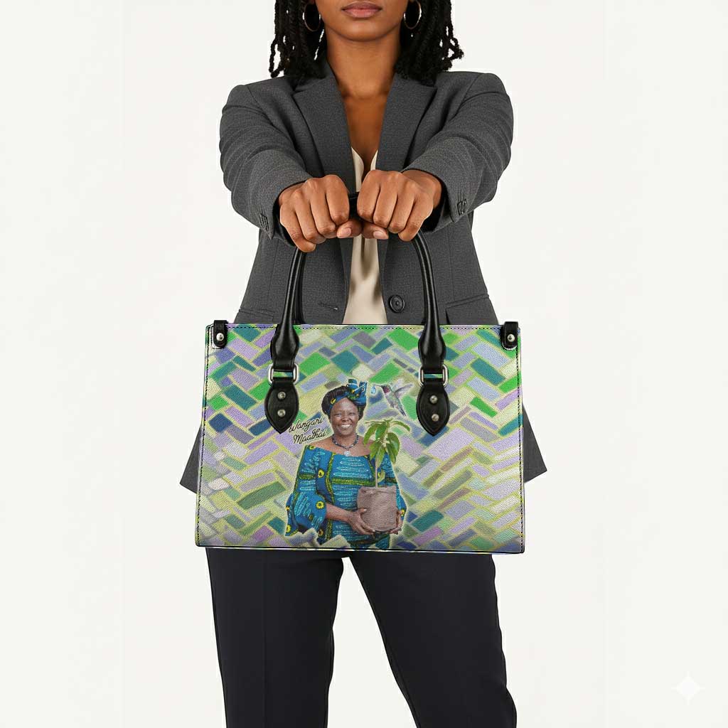 Wangari Maathai Leather Bag Hummingbird Quote Tree Planting Theme Environmental Justice Tribute - Wonder Print Shop