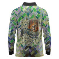 Wangari Maathai Long Sleeve Polo Shirt Hummingbird Quote Tree Planting Theme Environmental Justice Tribute - Wonder Print Shop