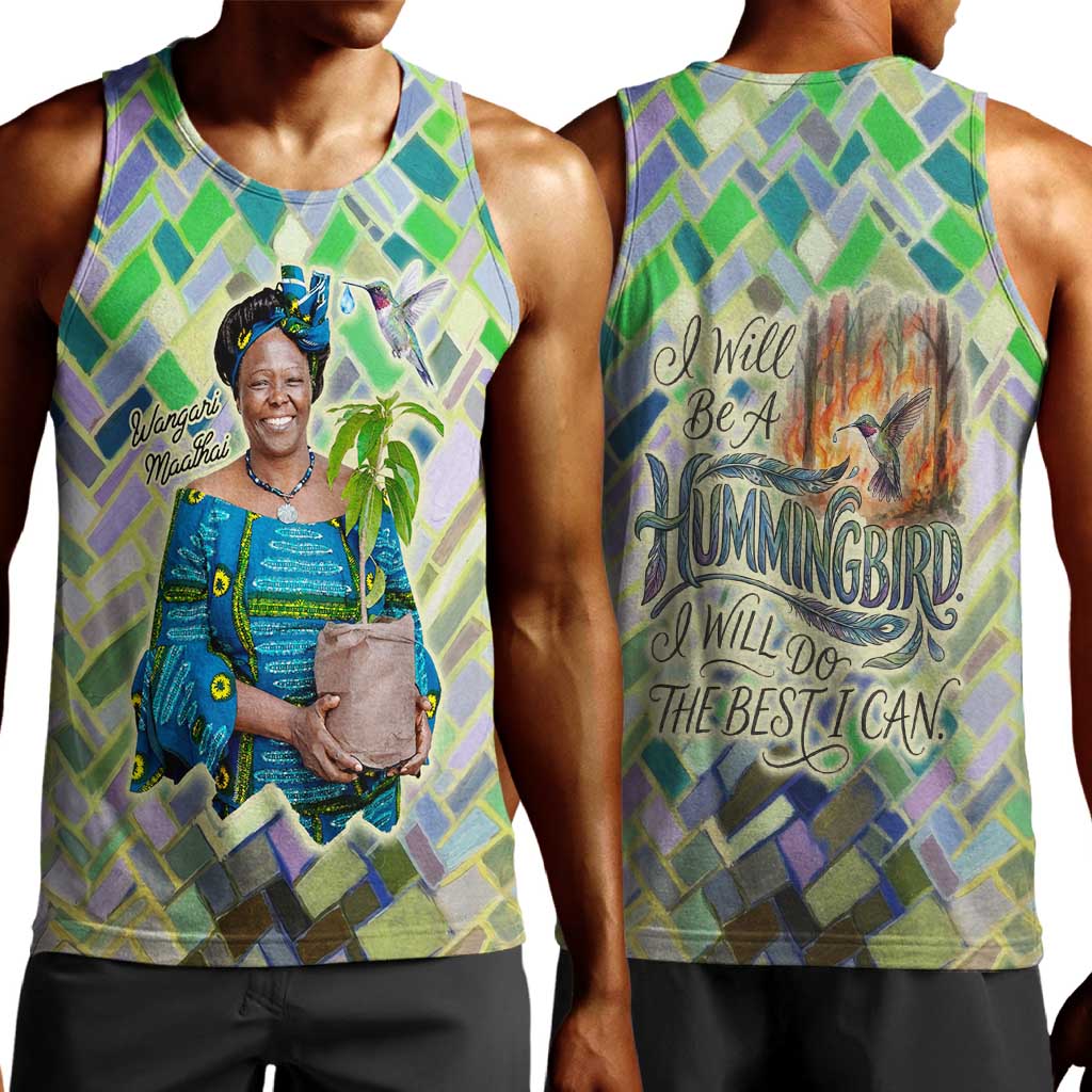 Wangari Maathai Men Tank Top Hummingbird Quote Tree Planting Theme Environmental Justice Tribute - Wonder Print Shop
