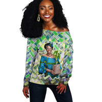 Wangari Maathai Off Shoulder Sweater Hummingbird Quote Tree Planting Theme Environmental Justice Tribute - Wonder Print Shop