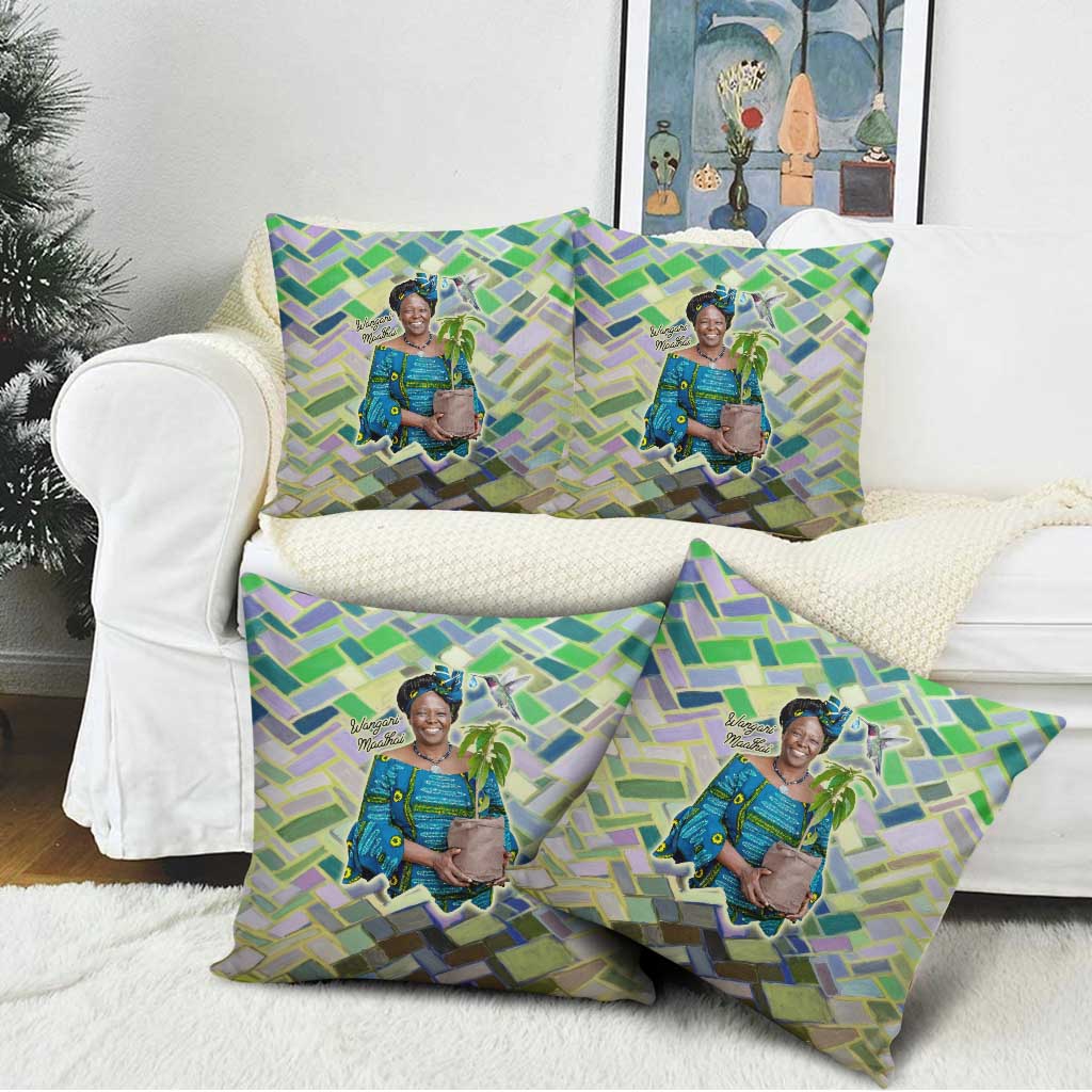 Wangari Maathai Pillow Cover Hummingbird Quote Tree Planting Theme Environmental Justice Tribute - Wonder Print Shop