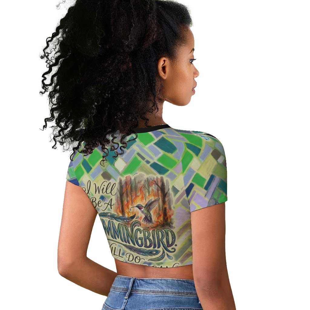 Wangari Maathai Raglan Cropped T shirt Hummingbird Quote Tree Planting Theme Environmental Justice Tribute - Wonder Print Shop