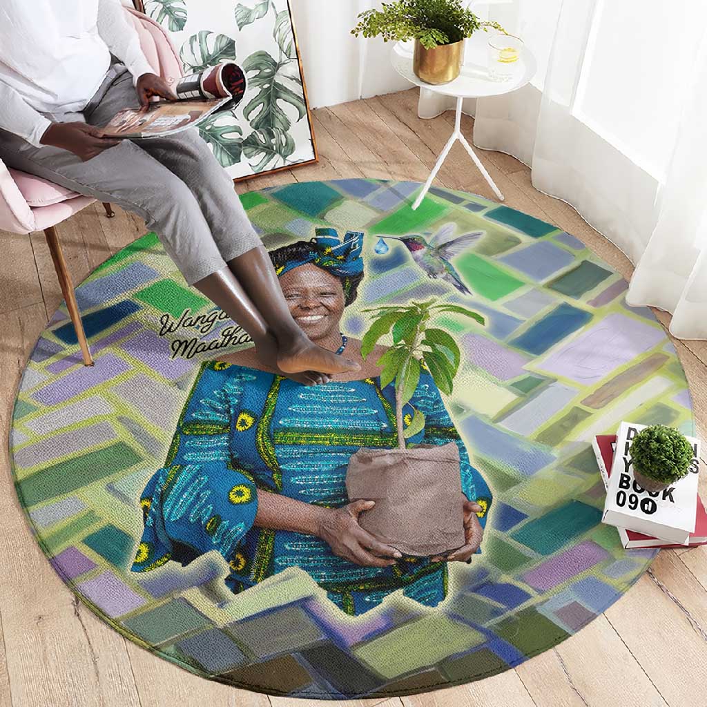 Wangari Maathai Round Carpet Hummingbird Quote Tree Planting Theme Environmental Justice Tribute - Wonder Print Shop