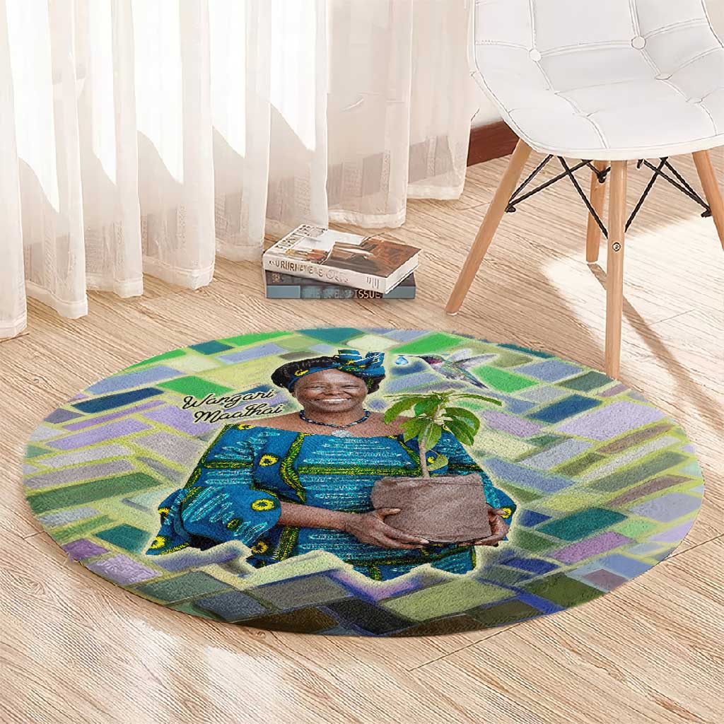 Wangari Maathai Round Carpet Hummingbird Quote Tree Planting Theme Environmental Justice Tribute - Wonder Print Shop
