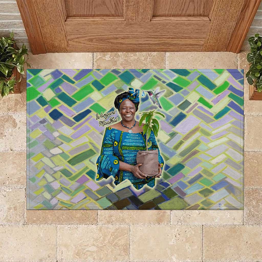 Wangari Maathai Rubber Doormat Hummingbird Quote Tree Planting Theme Environmental Justice Tribute - Wonder Print Shop