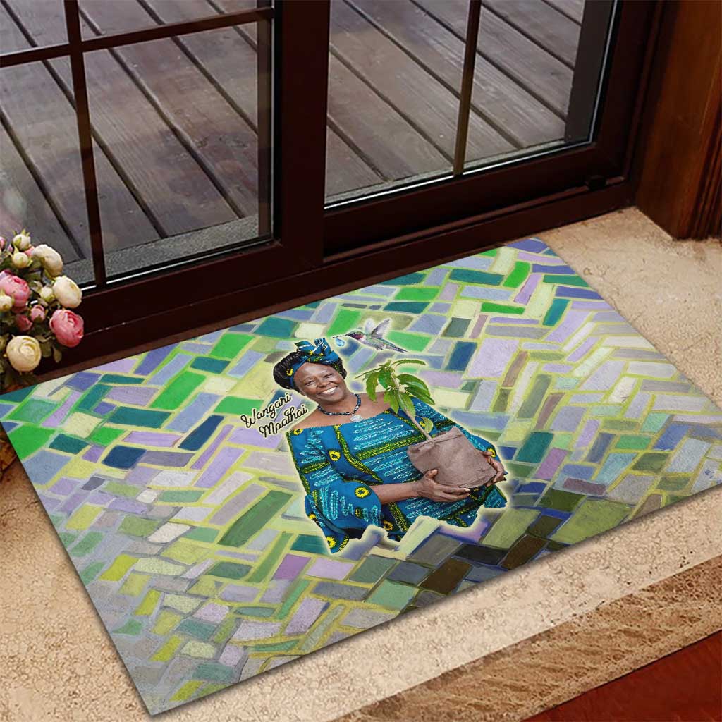 Wangari Maathai Rubber Doormat Hummingbird Quote Tree Planting Theme Environmental Justice Tribute - Wonder Print Shop
