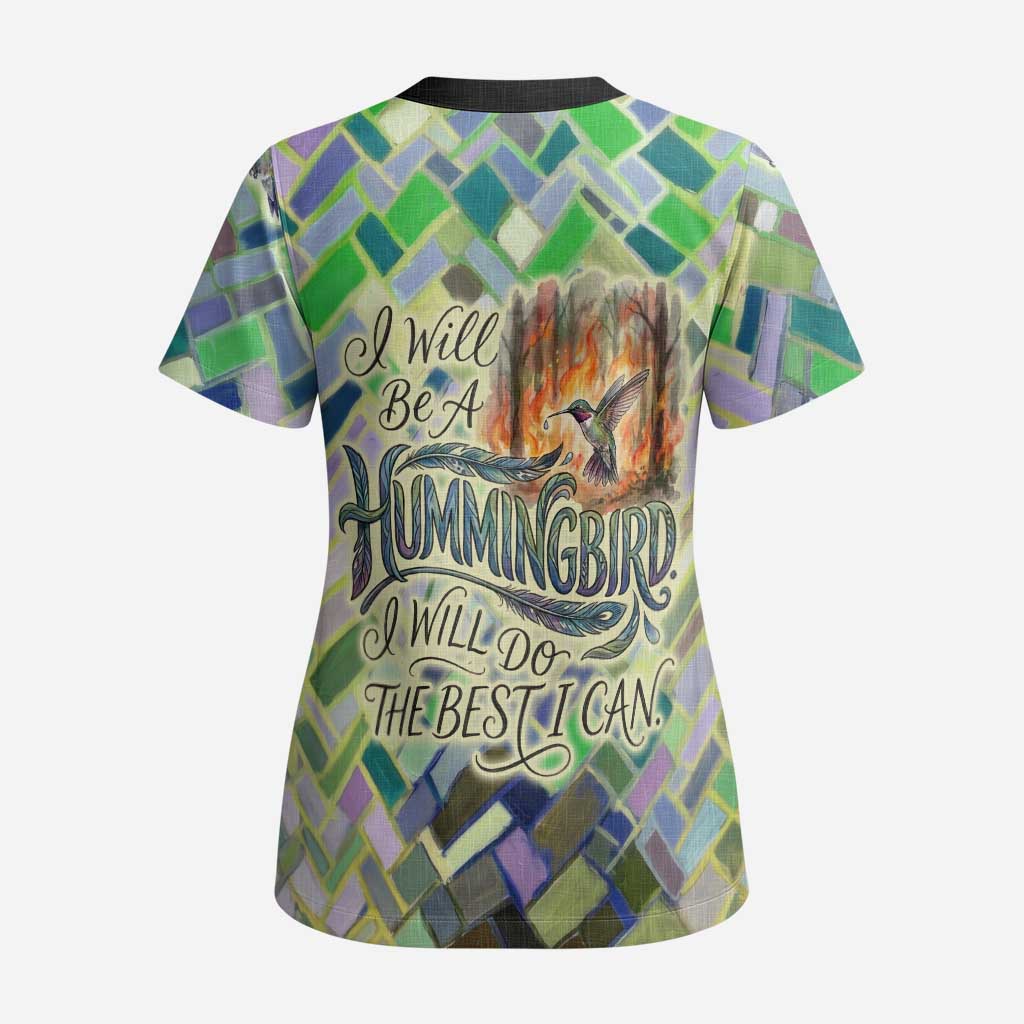 Wangari Maathai Scrub Top Hummingbird Quote Tree Planting Theme Environmental Justice Tribute - Wonder Print Shop