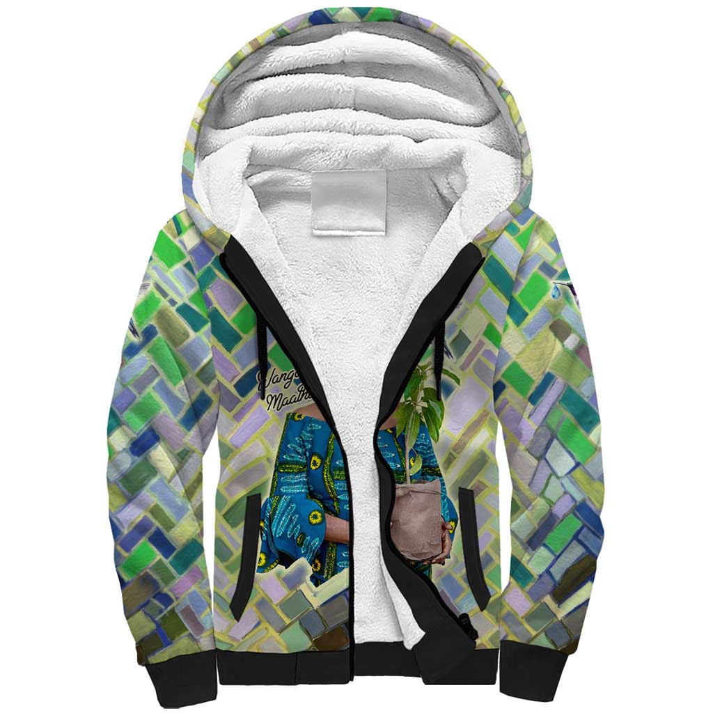 Wangari Maathai Sherpa Hoodie Hummingbird Quote Tree Planting Theme Environmental Justice Tribute - Wonder Print Shop