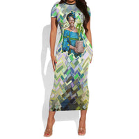 Wangari Maathai Short Sleeve Bodycon Dress Hummingbird Quote Tree Planting Theme Environmental Justice Tribute - Wonder Print Shop