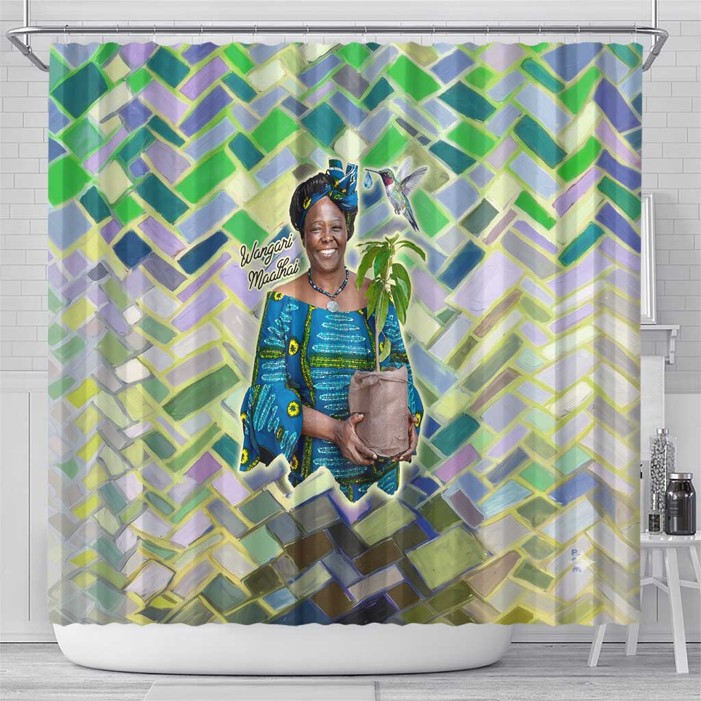 Wangari Maathai Shower Curtain Hummingbird Quote Tree Planting Theme Environmental Justice Tribute - Wonder Print Shop