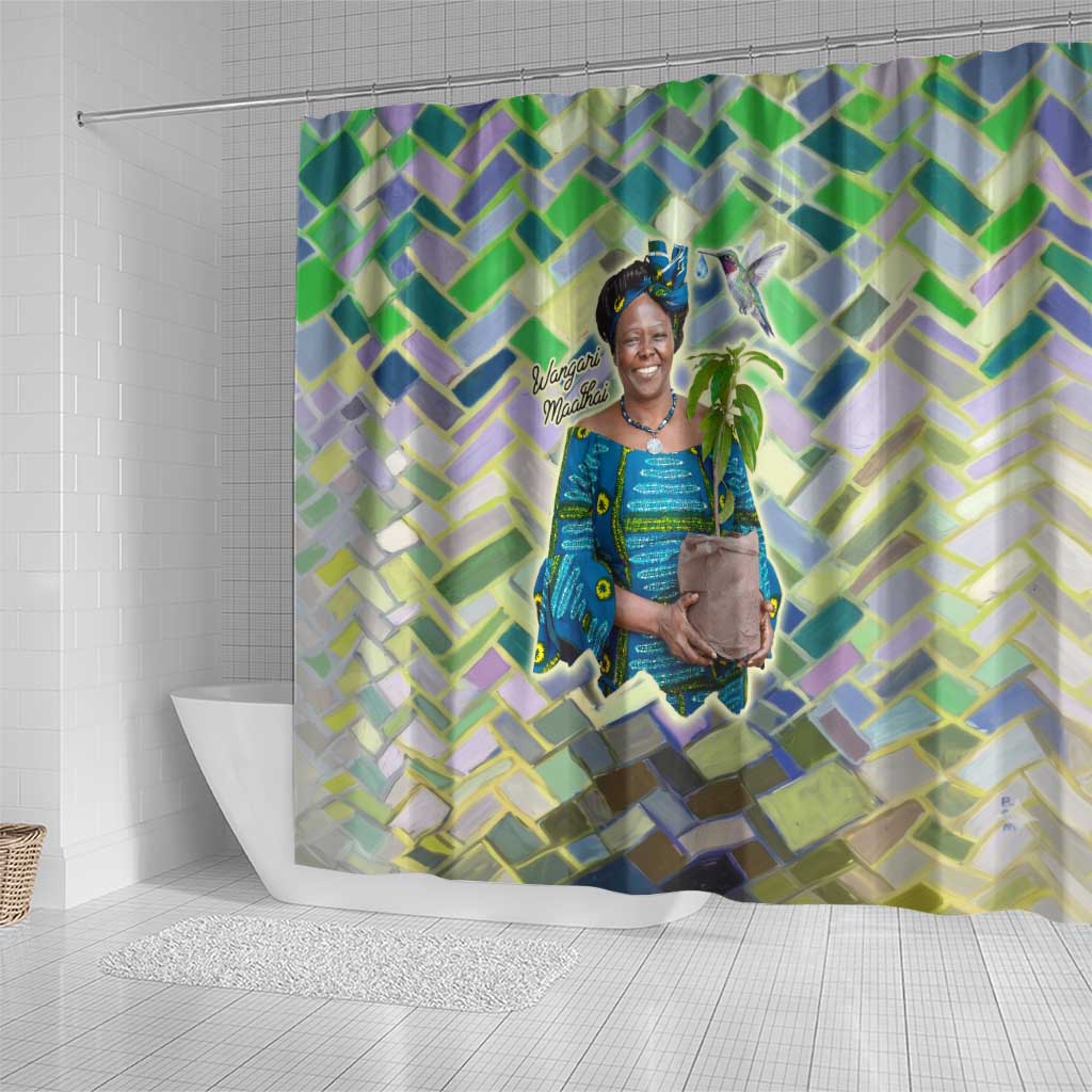 Wangari Maathai Shower Curtain Hummingbird Quote Tree Planting Theme Environmental Justice Tribute - Wonder Print Shop