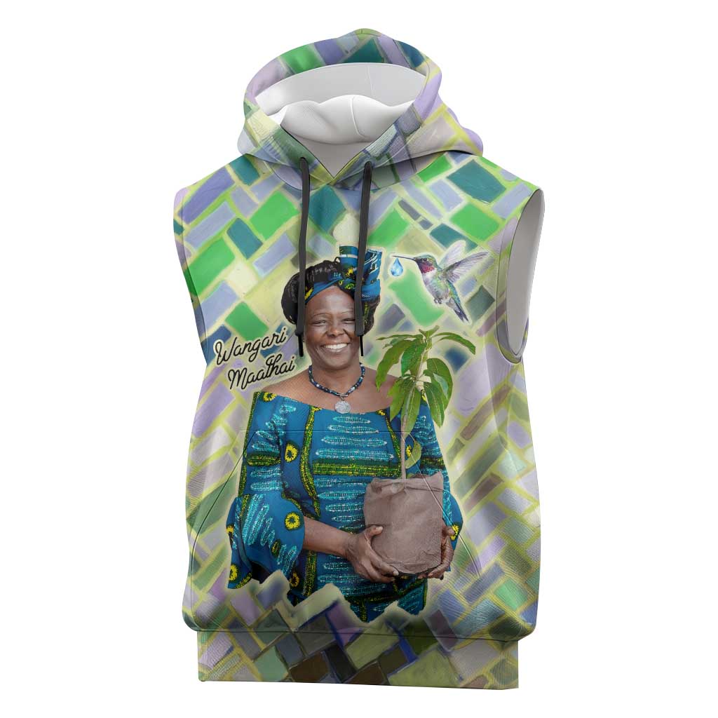 Wangari Maathai Sleeveless Hoodie Hummingbird Quote Tree Planting Theme Environmental Justice Tribute - Wonder Print Shop