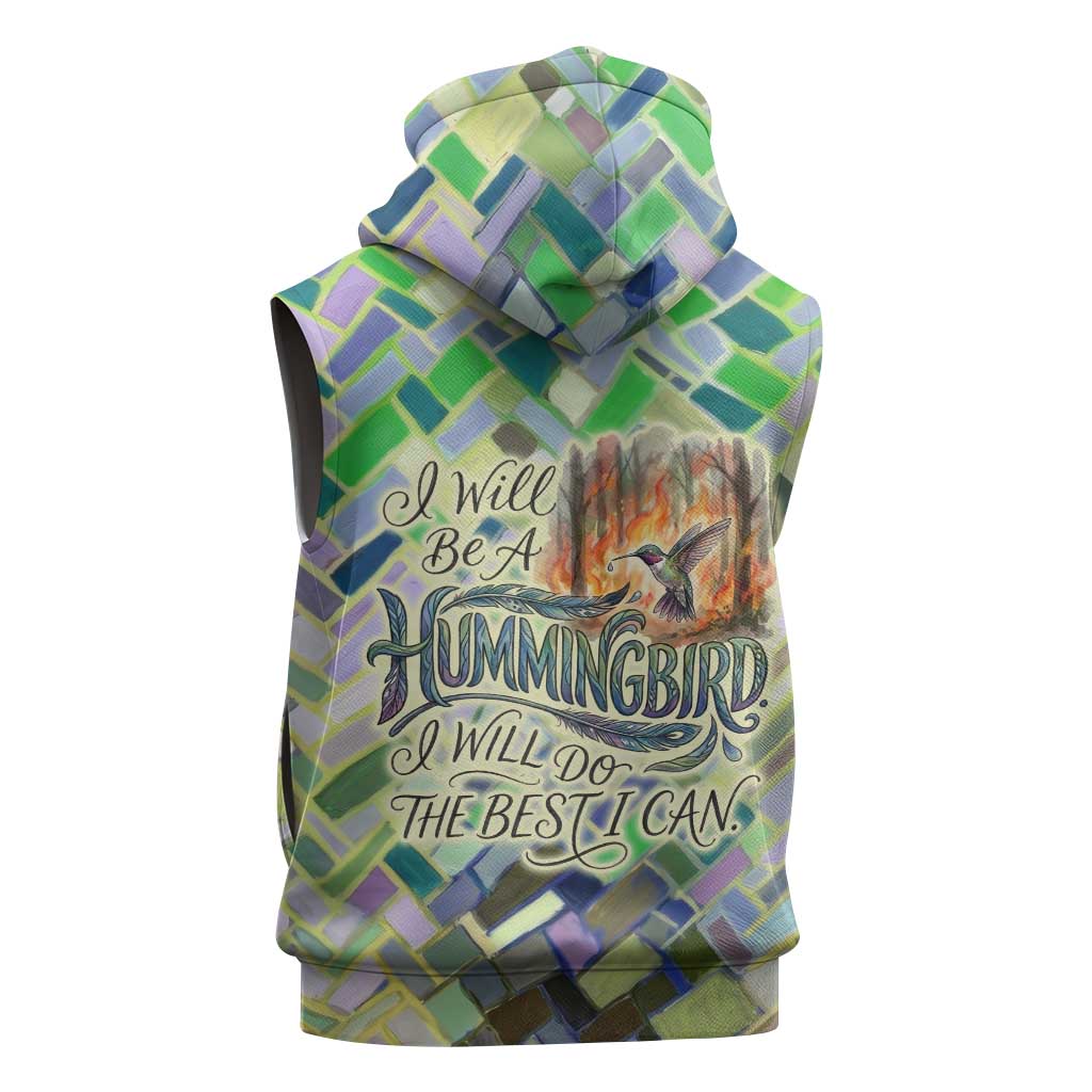 Wangari Maathai Sleeveless Hoodie Hummingbird Quote Tree Planting Theme Environmental Justice Tribute - Wonder Print Shop