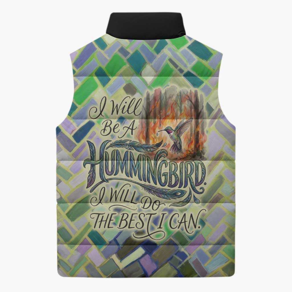 Wangari Maathai Sleeveless Puffer Jacket Hummingbird Quote Tree Planting Theme Environmental Justice Tribute - Wonder Print Shop