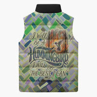 Wangari Maathai Sleeveless Puffer Jacket Hummingbird Quote Tree Planting Theme Environmental Justice Tribute - Wonder Print Shop