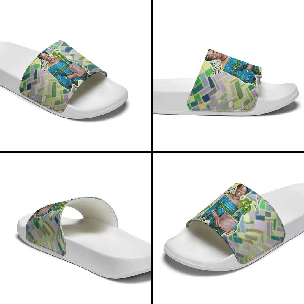 Wangari Maathai Slide Sandals Hummingbird Quote Tree Planting Theme Environmental Justice Tribute - Wonder Print Shop