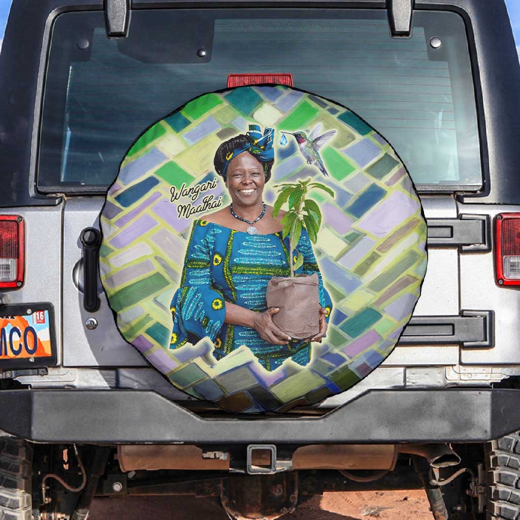 Wangari Maathai Spare Tire Cover Hummingbird Quote Tree Planting Theme Environmental Justice Tribute - Wonder Print Shop