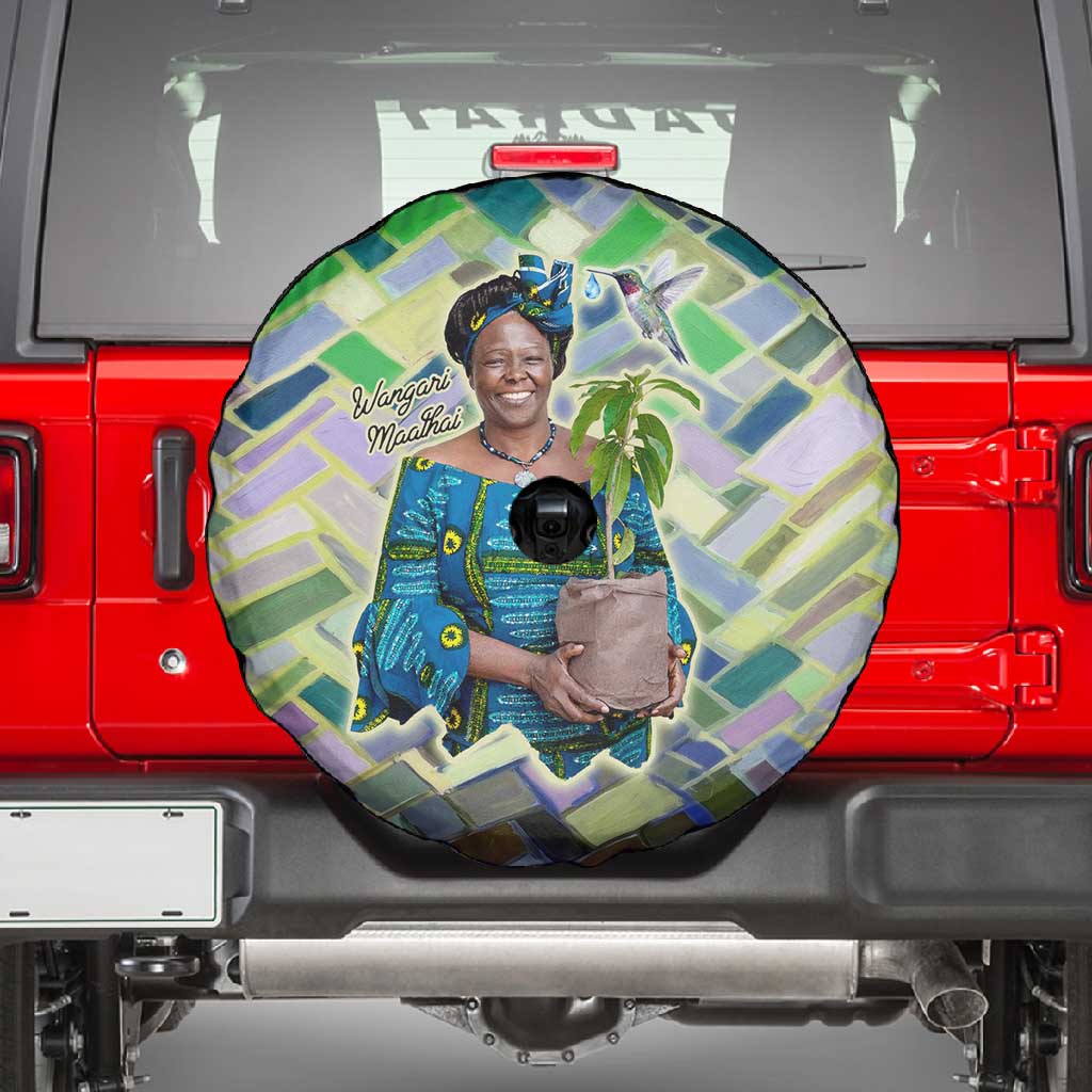Wangari Maathai Spare Tire Cover Hummingbird Quote Tree Planting Theme Environmental Justice Tribute - Wonder Print Shop