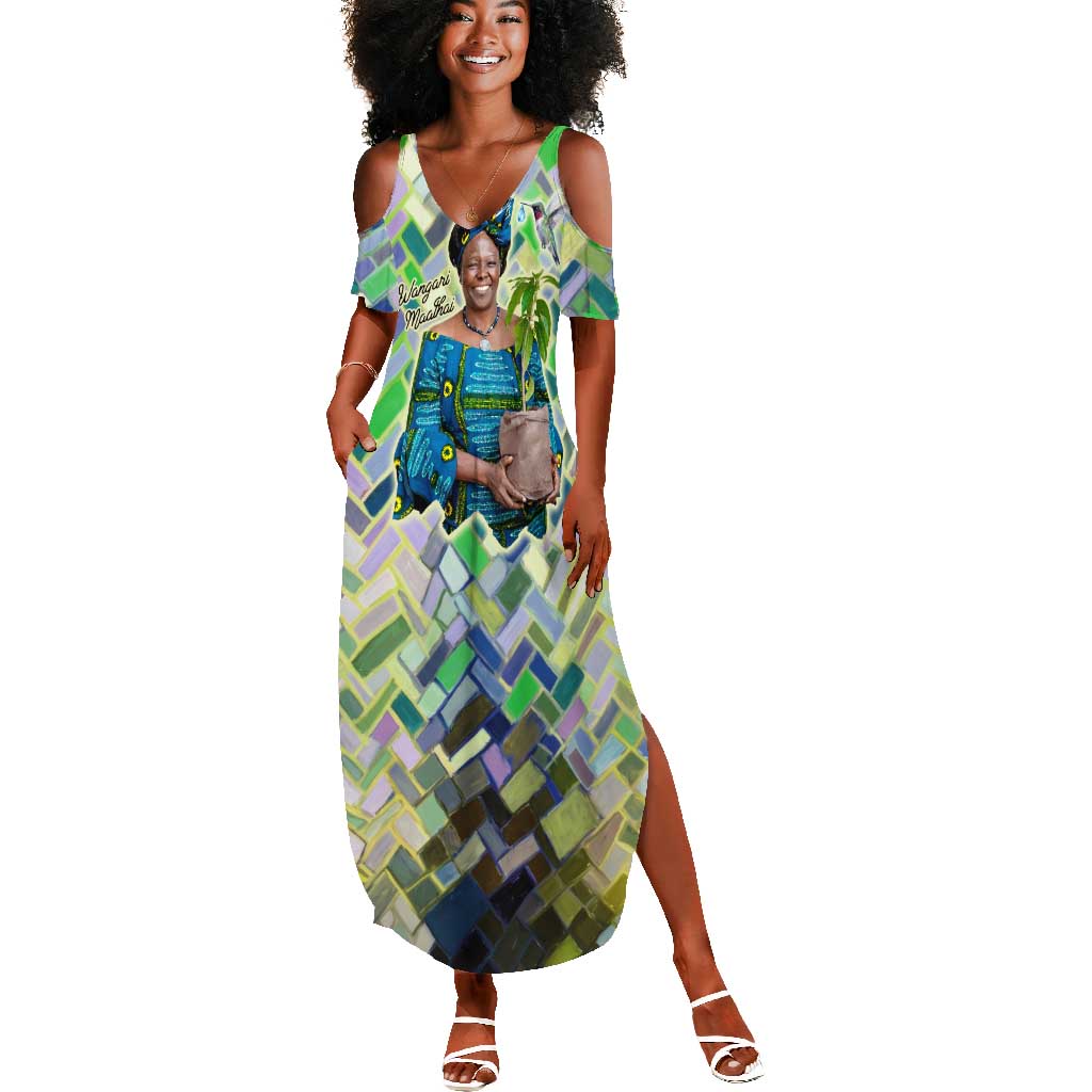Wangari Maathai Summer Maxi Dress Hummingbird Quote Tree Planting Theme Environmental Justice Tribute - Wonder Print Shop