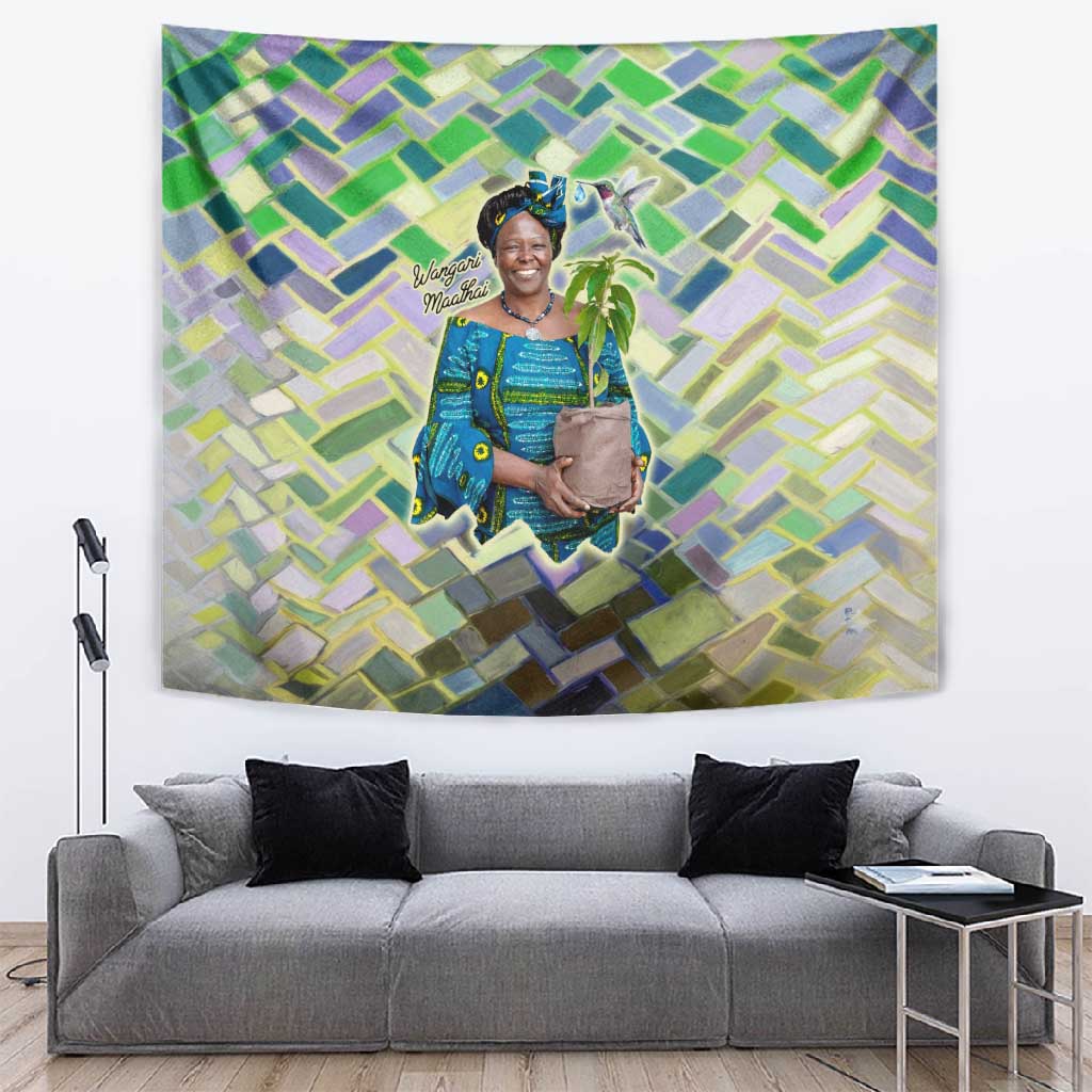 Wangari Maathai Tapestry Hummingbird Quote Tree Planting Theme Environmental Justice Tribute - Wonder Print Shop