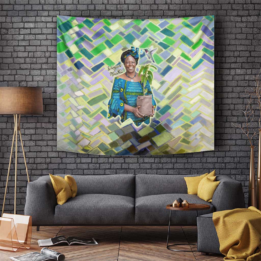 Wangari Maathai Tapestry Hummingbird Quote Tree Planting Theme Environmental Justice Tribute - Wonder Print Shop