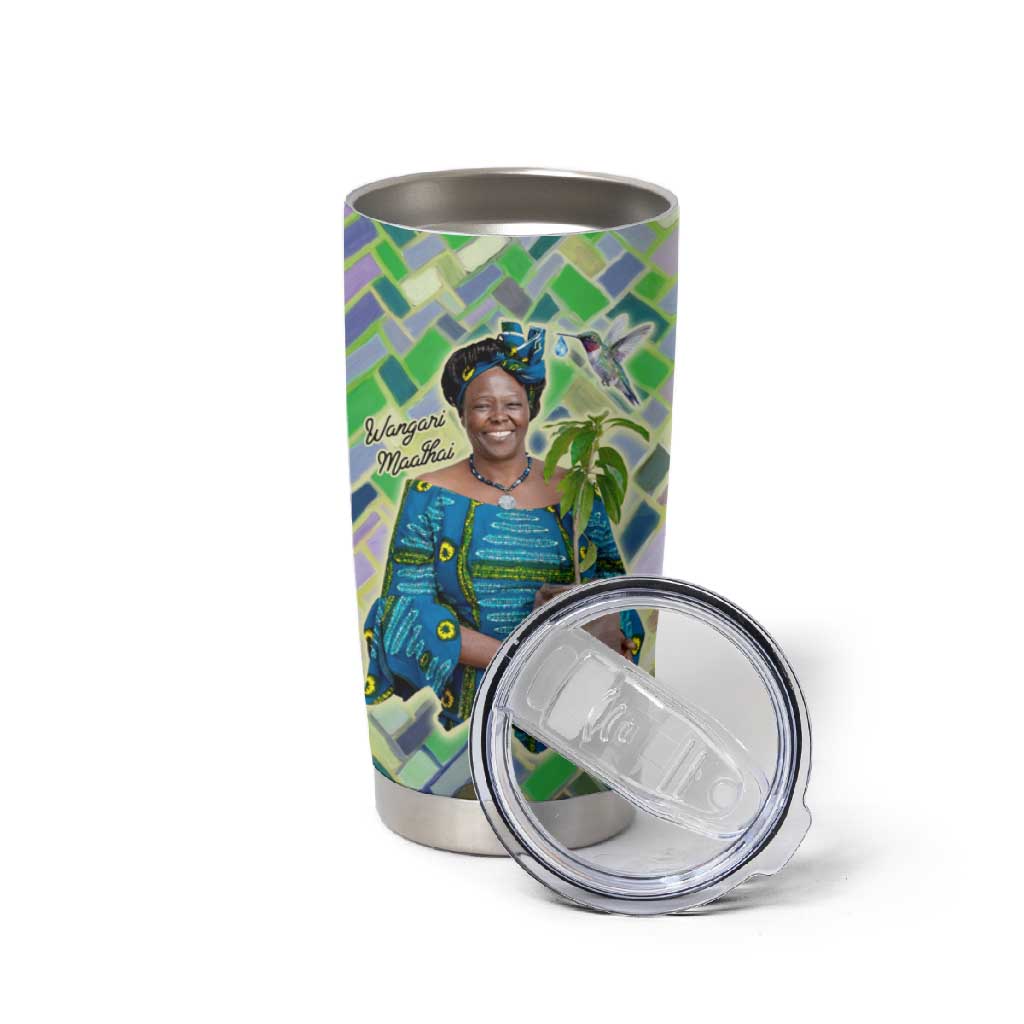 Wangari Maathai Tumbler Cup Hummingbird Quote Tree Planting Theme Environmental Justice Tribute - Wonder Print Shop