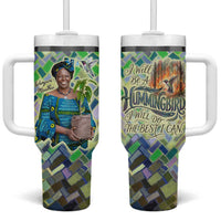Wangari Maathai Tumbler With Handle Hummingbird Quote Tree Planting Theme Environmental Justice Tribute - Wonder Print Shop