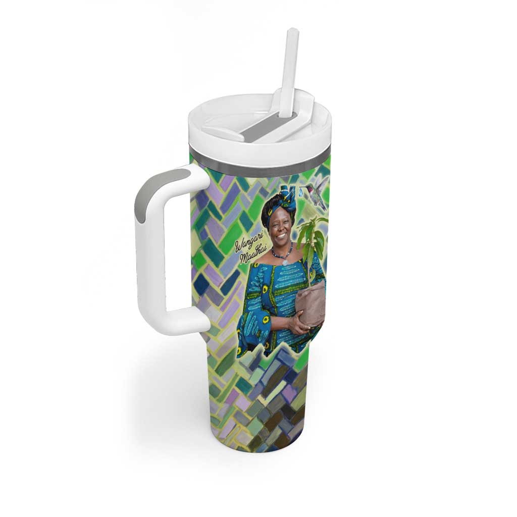 Wangari Maathai Tumbler With Handle Hummingbird Quote Tree Planting Theme Environmental Justice Tribute - Wonder Print Shop