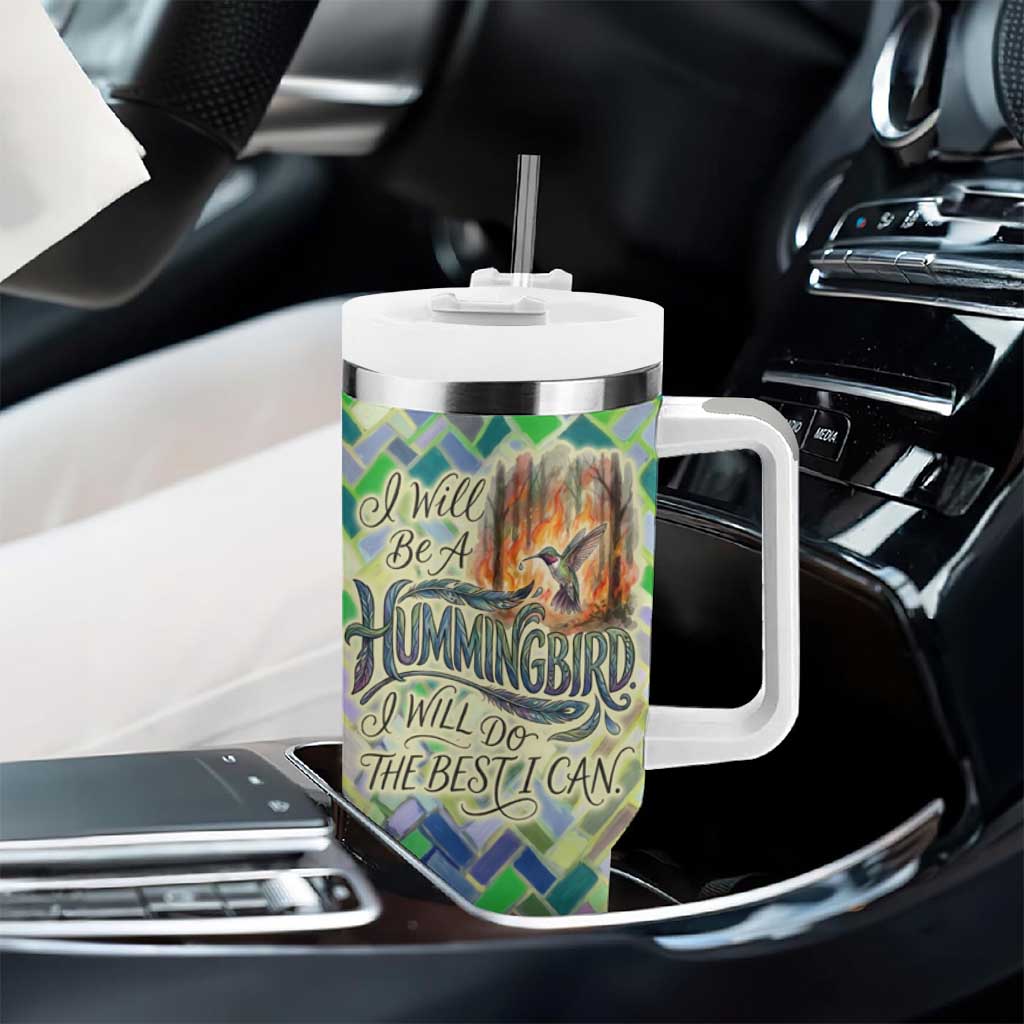 Wangari Maathai Tumbler With Handle Hummingbird Quote Tree Planting Theme Environmental Justice Tribute - Wonder Print Shop