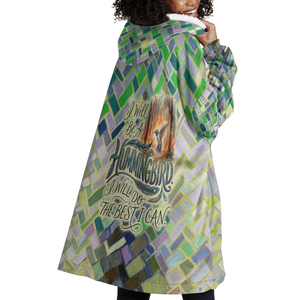 Wangari Maathai Wearable Blanket Hoodie Hummingbird Quote Tree Planting Theme Environmental Justice Tribute - Wonder Print Shop
