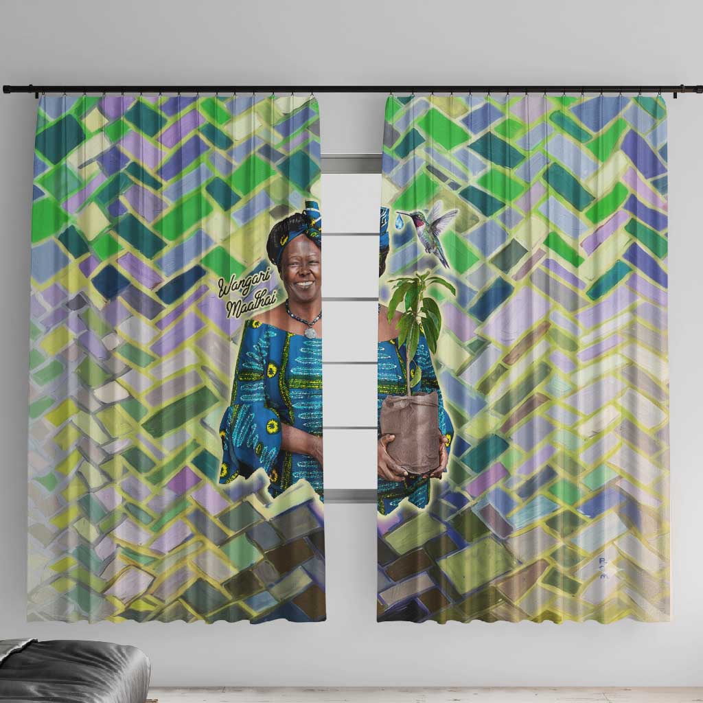 Wangari Maathai Window Curtain Hummingbird Quote Tree Planting Theme Environmental Justice Tribute - Wonder Print Shop