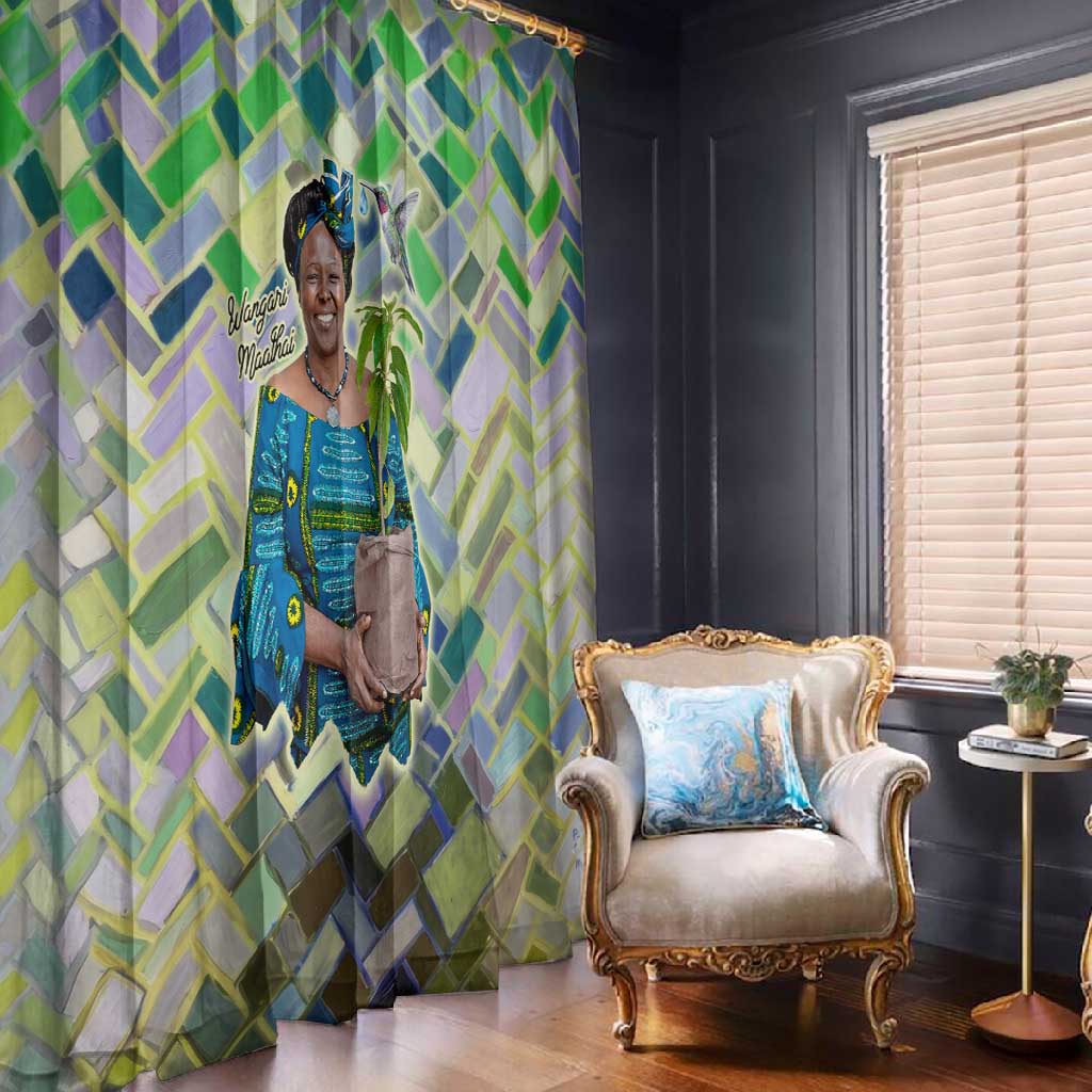 Wangari Maathai Window Curtain Hummingbird Quote Tree Planting Theme Environmental Justice Tribute - Wonder Print Shop